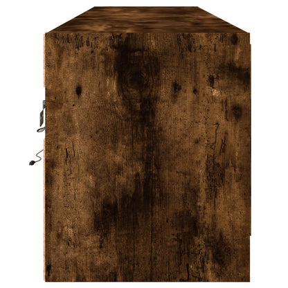 TV Wall Cabinet with LED Smoked Oak 180x31x38 cm