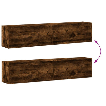 TV Wall Cabinet with LED Smoked Oak 180x31x38 cm