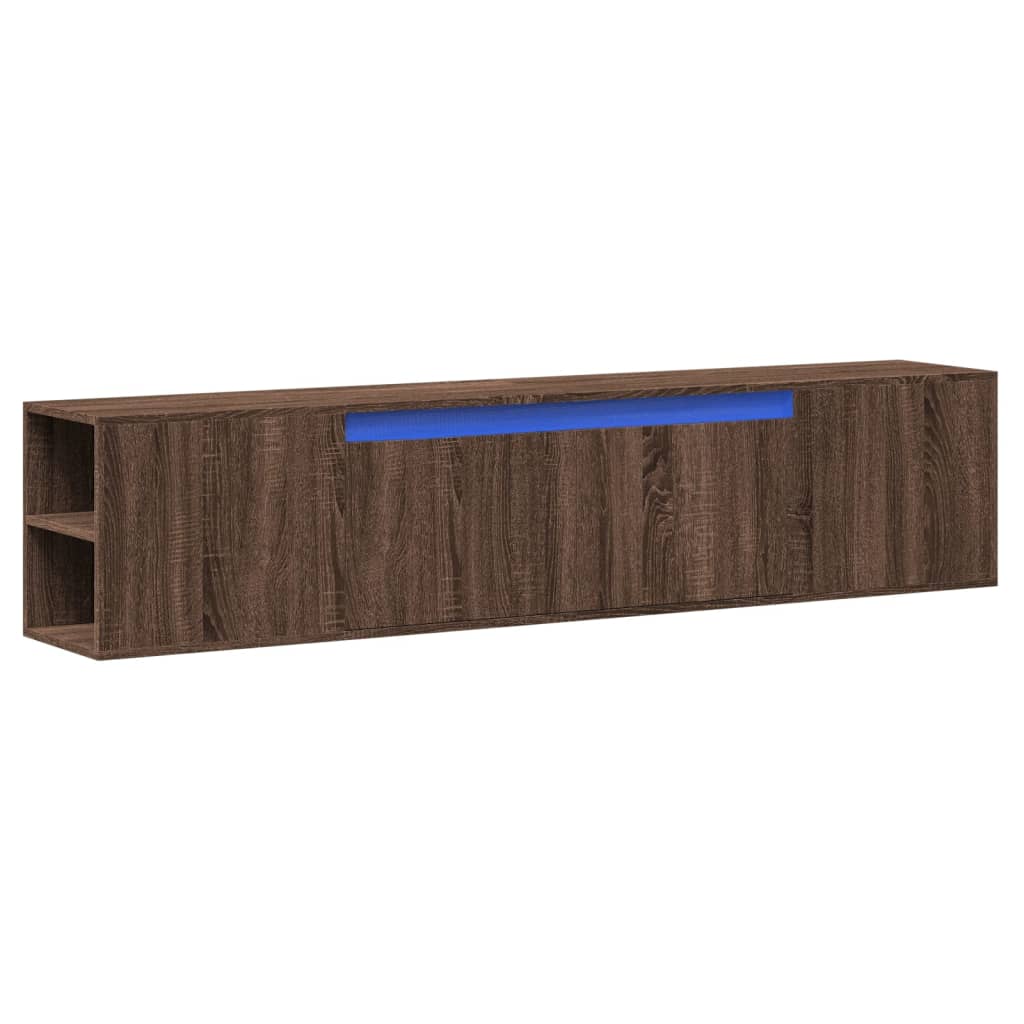TV Wall Cabinet with LED Brown Oak 180x31x39.5 cm