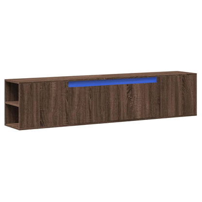 TV Wall Cabinet with LED Brown Oak 180x31x39.5 cm