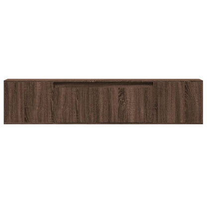TV Wall Cabinet with LED Brown Oak 180x31x39.5 cm