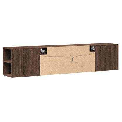 TV Wall Cabinet with LED Brown Oak 180x31x39.5 cm
