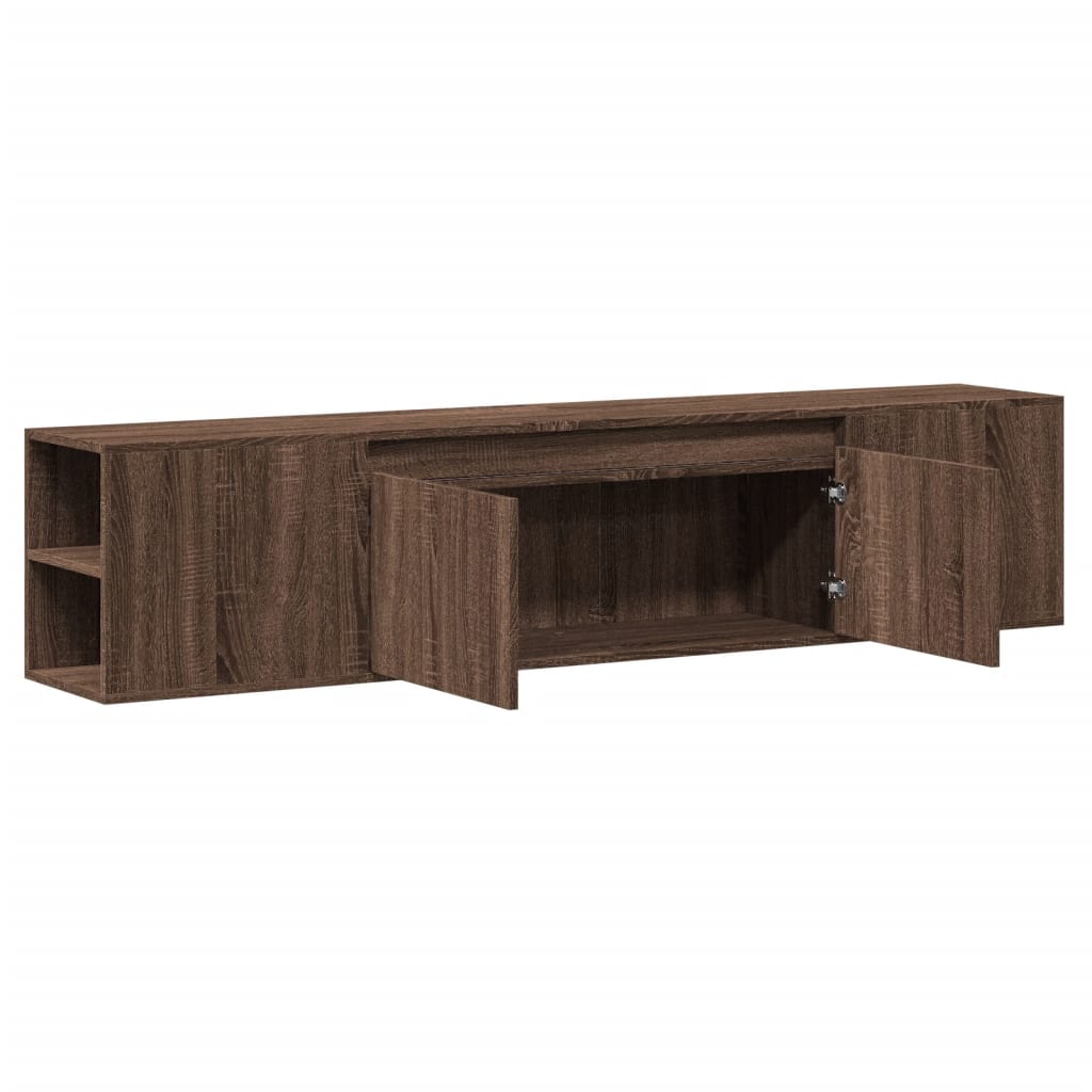 TV Wall Cabinet with LED Brown Oak 180x31x39.5 cm