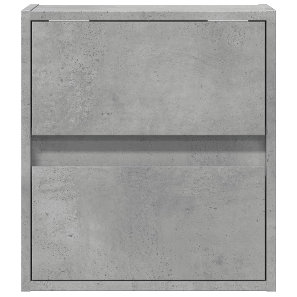 Concrete Grey Wall-Mounted Bedside Cabinet with LED Lights
