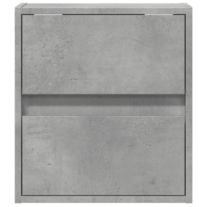 Concrete Grey Wall-Mounted Bedside Cabinet with LED Lights