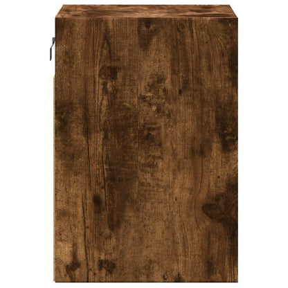 Smoked Oak Wall-Mounted Bedside Cabinet with LED Lights