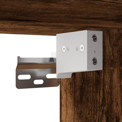 Smoked Oak Wall-Mounted Bedside Cabinet with LED Lights