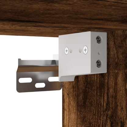 Smoked Oak Wall-Mounted Bedside Cabinets with LED Lights, 2pcs