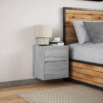 Grey Sonoma Wall-Mounted Bedside Cabinet with LED Lights