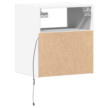 White Wall-Mounted Bedside Cabinets with LED Lights - 2 Pieces