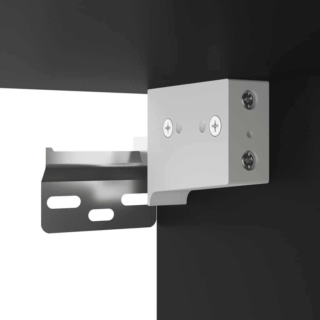 Black Wall-Mounted Bedside Cabinets with LED Lights, Set of 2