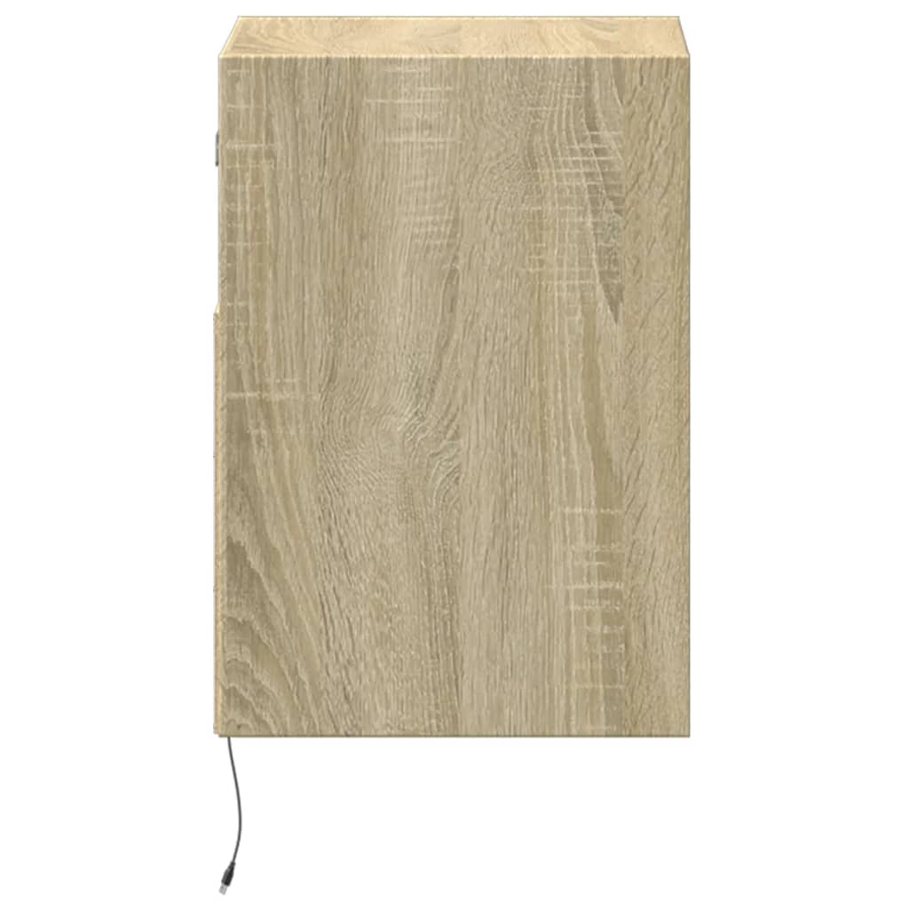 Sonoma Oak LED Wall-Mounted Bedside Cabinet