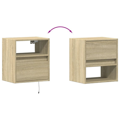 Sonoma Oak LED Wall-Mounted Bedside Cabinet