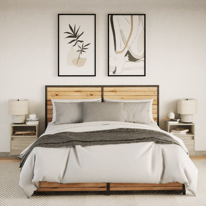 Sonoma Oak Wall-Mounted Bedside Cabinets with LED Lights, 2pcs