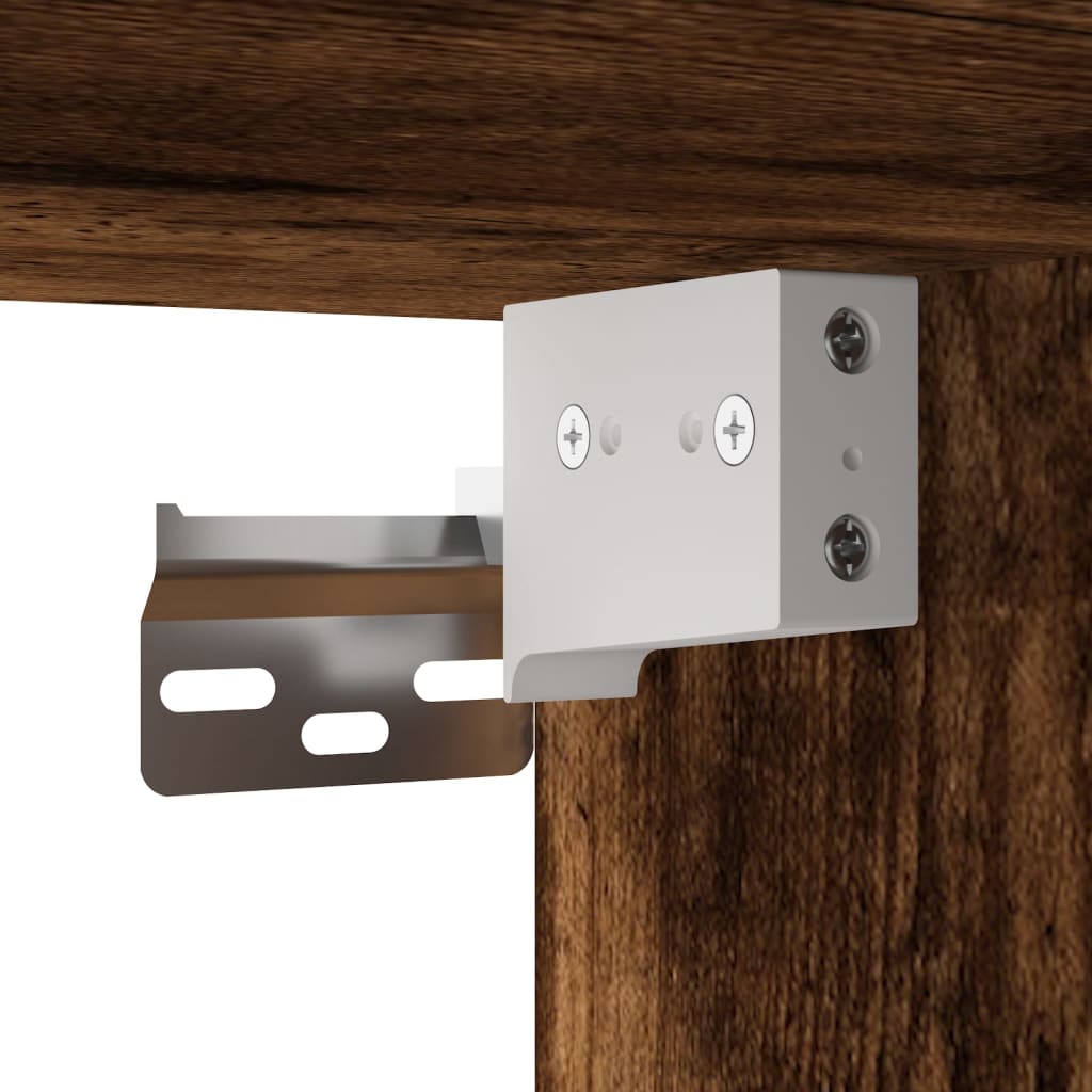 Smoked Oak LED Wall-Mounted Bedside Cabinets, Set of 2