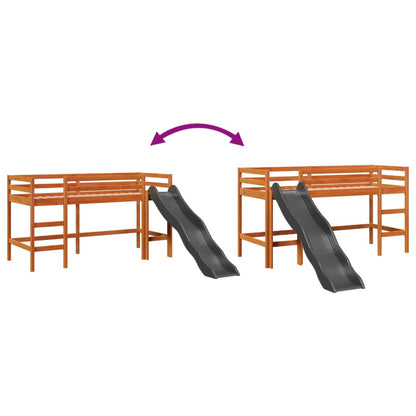 Solid Pine Wax Brown Kids' Loft Bed 80x200 cm (No Mattress)