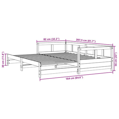 Solid Pine Daybed Frame 80x200 cm – Mattress Not Included