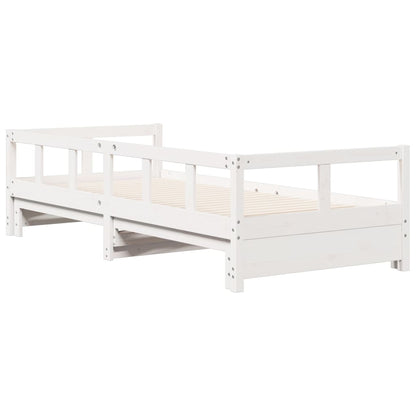 White Solid Pine Wood Daybed Frame 90x200 cm - No Mattress Included