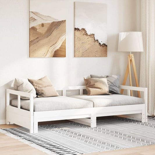 White Solid Pine Wood Daybed Frame 90x200 cm - No Mattress Included