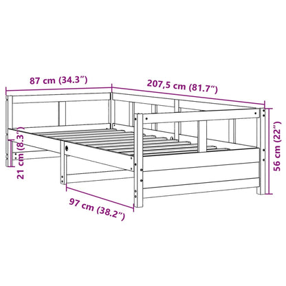 Solid Pine Daybed Frame, Wax Brown 80x200 cm - No Mattress
