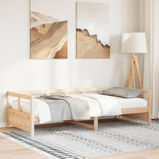 Natural Pine Solid Wood Daybed Frame 90x200 cm (Mattress Not Included)