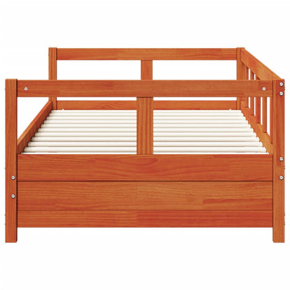 Solid Pine Wax Brown Daybed Frame 90x200 cm - Mattress Not Included