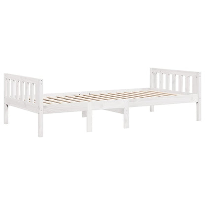 Solid Wood Pine Children's Bed - White 90x200 cm (Mattress Not Included)