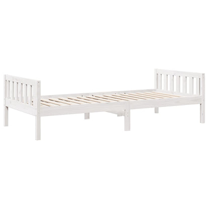 Solid Wood Pine Children's Bed - White 90x200 cm (Mattress Not Included)
