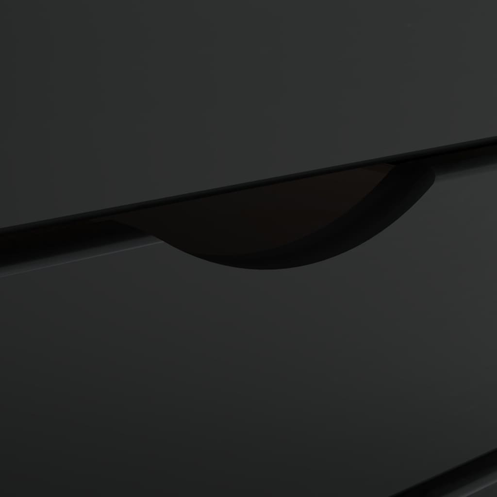 Rolling Cabinet with Desk MOSS Black Solid Wood Pine