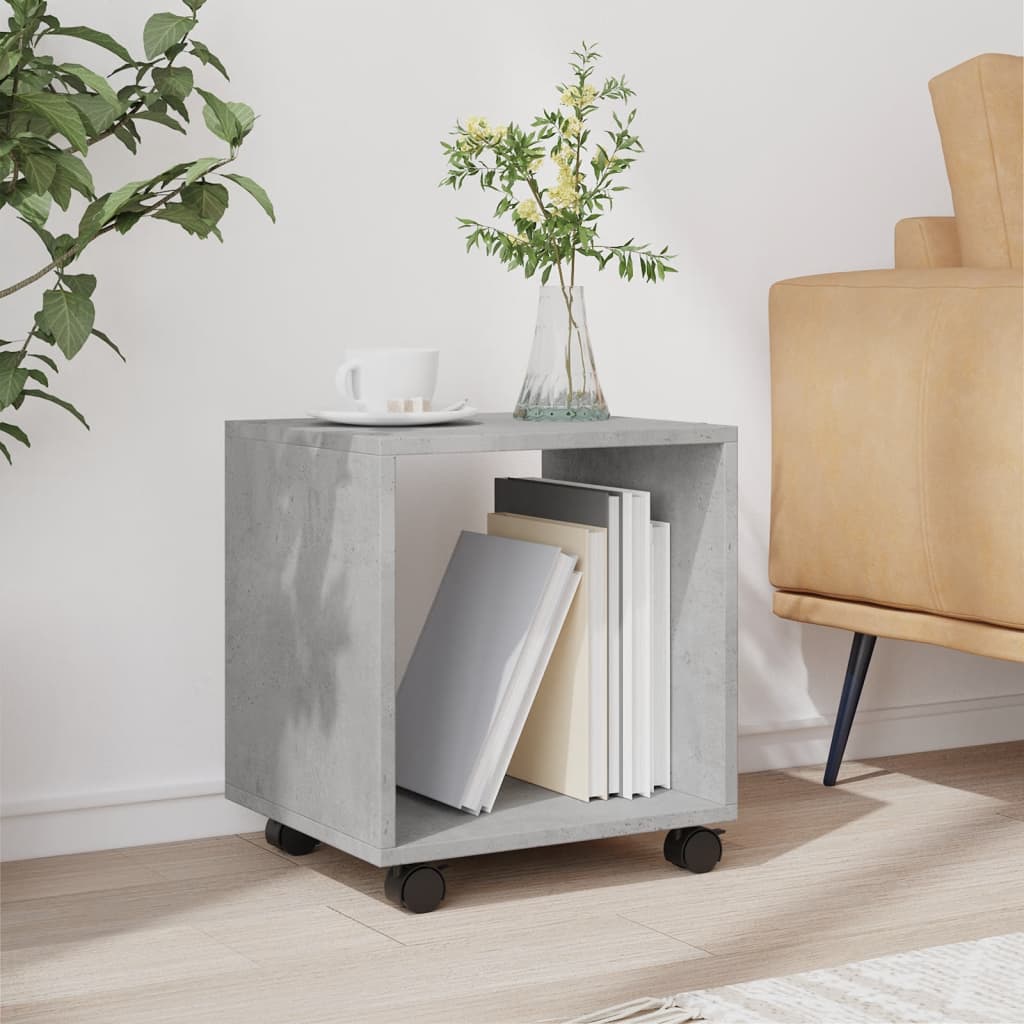 Compact Concrete Grey Rolling Cabinet, 37x33x42.5 cm Engineered Wood