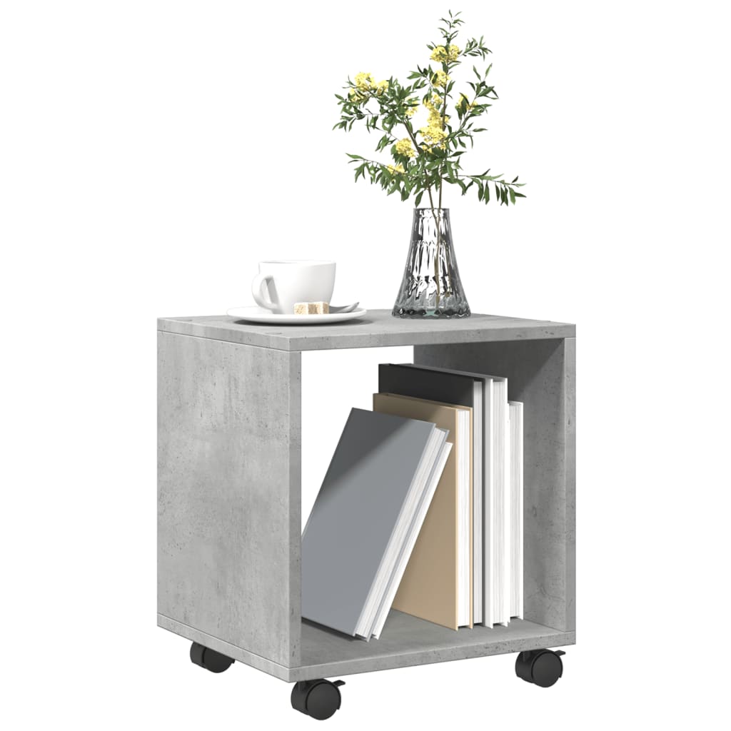 Compact Concrete Grey Rolling Cabinet, 37x33x42.5 cm Engineered Wood