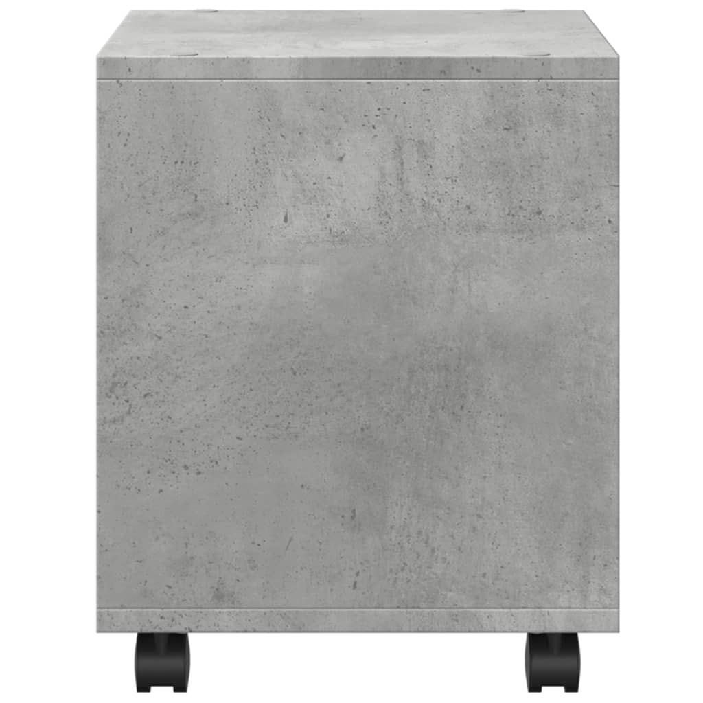Compact Concrete Grey Rolling Cabinet, 37x33x42.5 cm Engineered Wood