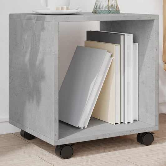 Compact Concrete Grey Rolling Cabinet, 37x33x42.5 cm Engineered Wood