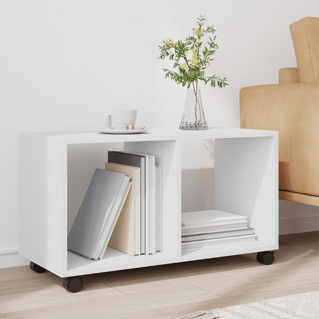 White Engineered Wood Rolling Cabinet - 72x33x42.5 cm