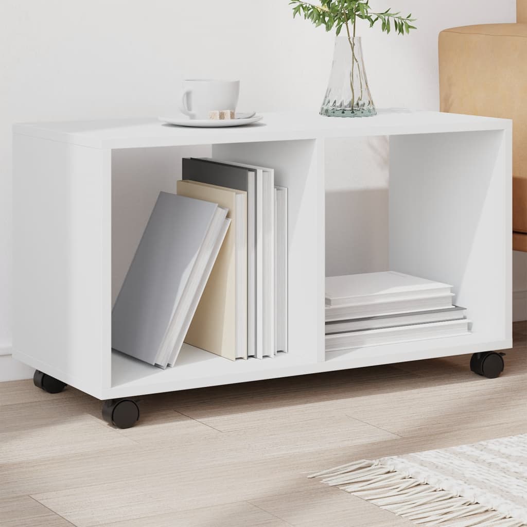 White Engineered Wood Rolling Cabinet - 72x33x42.5 cm