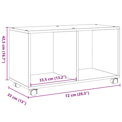 Concrete Grey Rolling Cabinet 72x33x42.5 cm - Engineered Wood