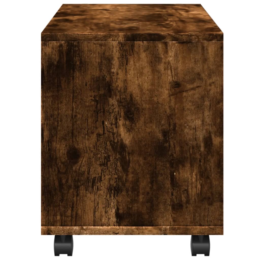 Smoked Oak Rolling Cabinet 72x33x42.5 cm - Engineered Wood