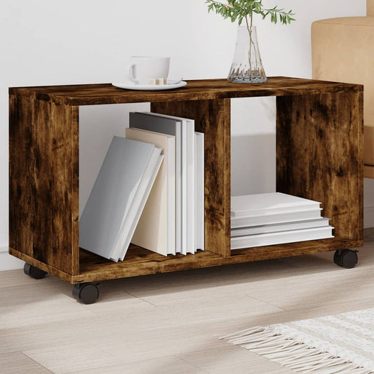 Smoked Oak Rolling Cabinet 72x33x42.5 cm - Engineered Wood