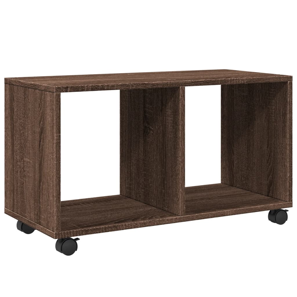 Compact Rolling Cabinet, Brown Oak, 72x33x42.5cm, Engineered Wood