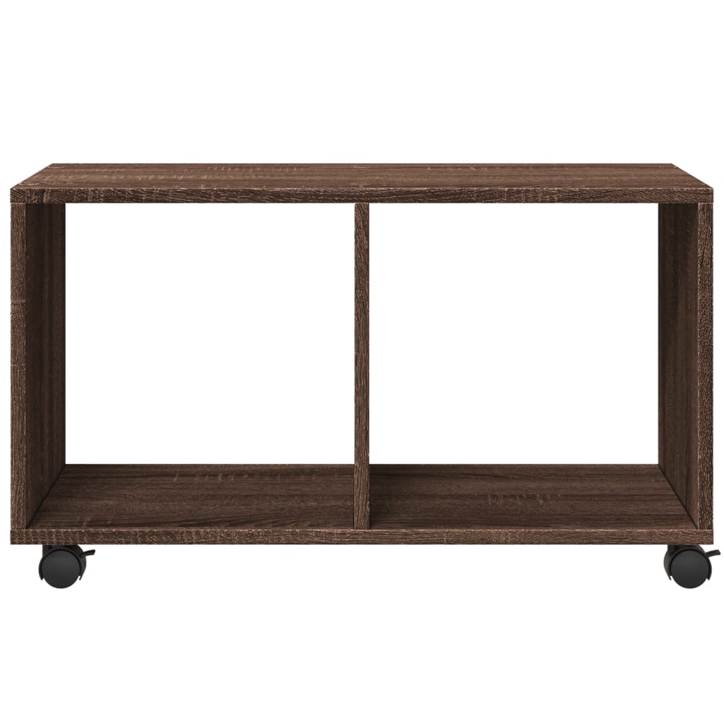 Compact Rolling Cabinet, Brown Oak, 72x33x42.5cm, Engineered Wood