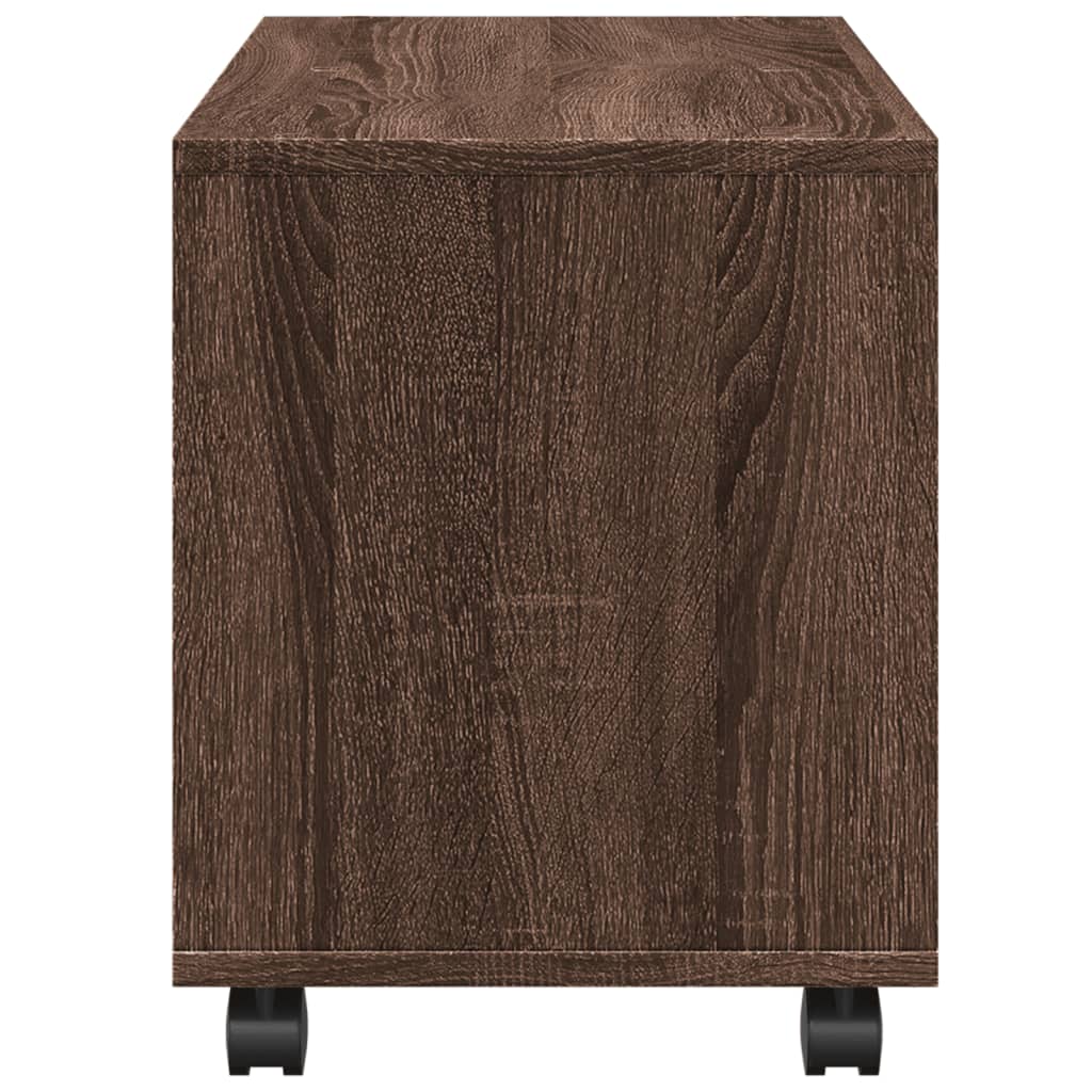 Compact Rolling Cabinet, Brown Oak, 72x33x42.5cm, Engineered Wood