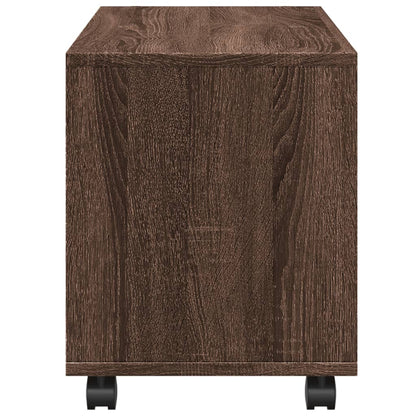 Compact Rolling Cabinet, Brown Oak, 72x33x42.5cm, Engineered Wood
