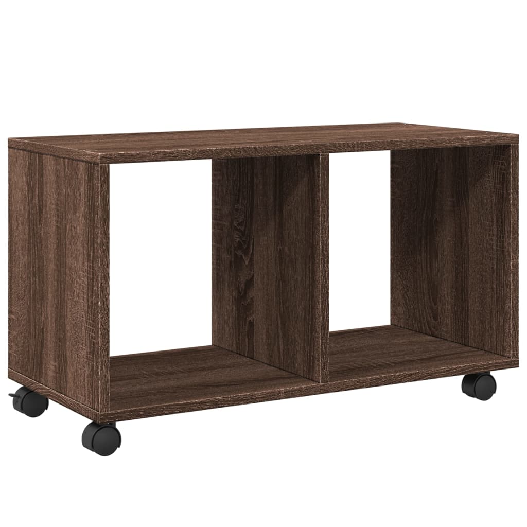 Compact Rolling Cabinet, Brown Oak, 72x33x42.5cm, Engineered Wood