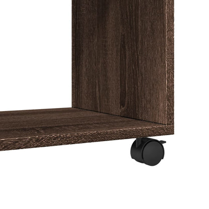 Compact Rolling Cabinet, Brown Oak, 72x33x42.5cm, Engineered Wood