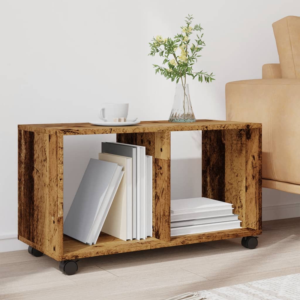 Vintage Engineered Wood Rolling Cabinet, 72x33x42.5 cm