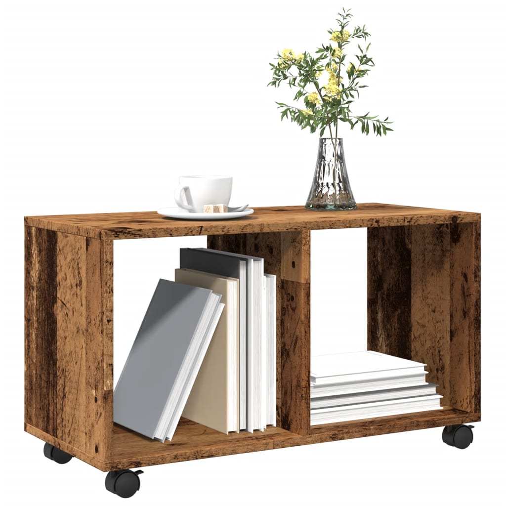 Vintage Engineered Wood Rolling Cabinet, 72x33x42.5 cm