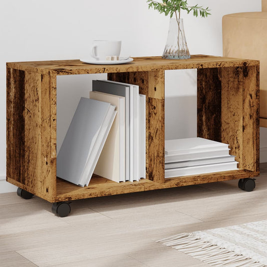Vintage Engineered Wood Rolling Cabinet, 72x33x42.5 cm