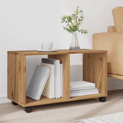 Compact Artisan Oak Rolling Cabinet - 72x33x42.5 cm Engineered Wood