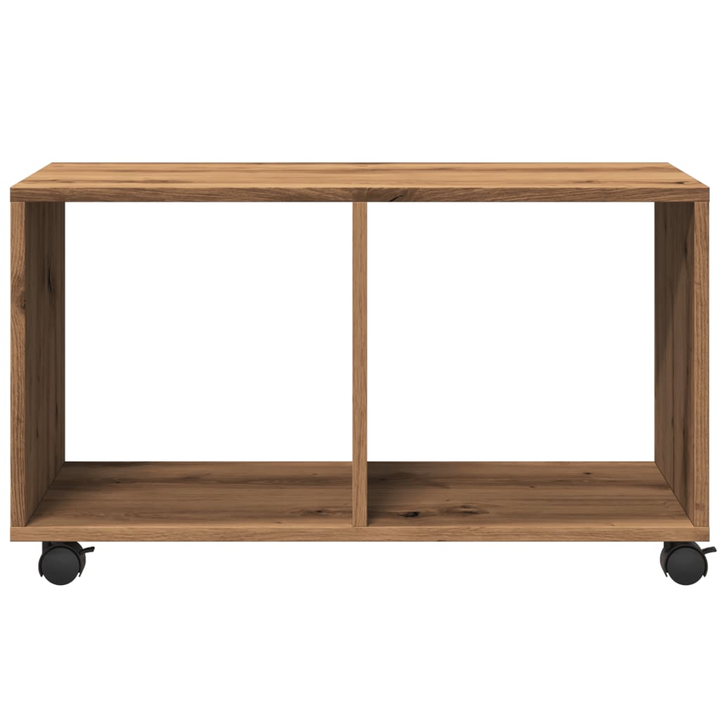 Compact Artisan Oak Rolling Cabinet - 72x33x42.5 cm Engineered Wood