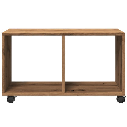 Compact Artisan Oak Rolling Cabinet - 72x33x42.5 cm Engineered Wood